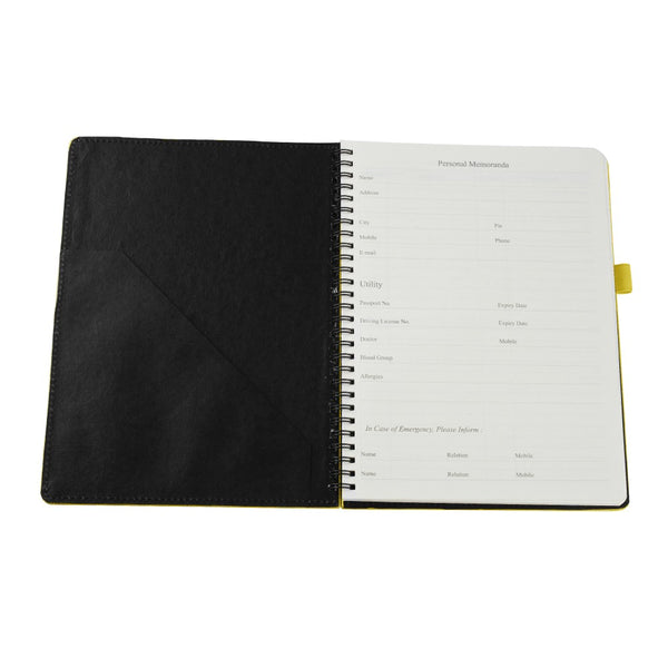 Ecoleatherette B-5 Wiro Spiral Hard Cover Notebook (WHCJB5.Yellow)