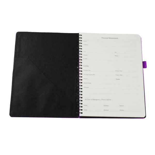 Ecoleatherette B-5 Wiro Spiral Hard Cover Notebook (WHCJB5.Lilac)