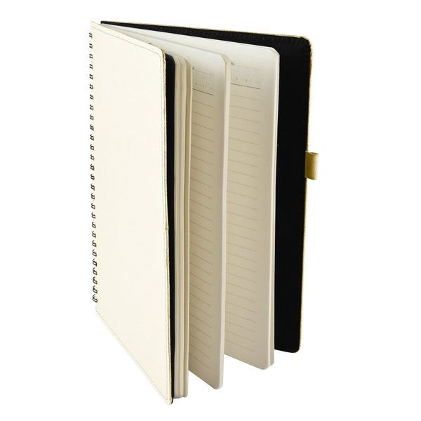 Ecoleatherette A-5 Wiro Spiral Hard Cover Notebook (WHCJA5.Pearl)