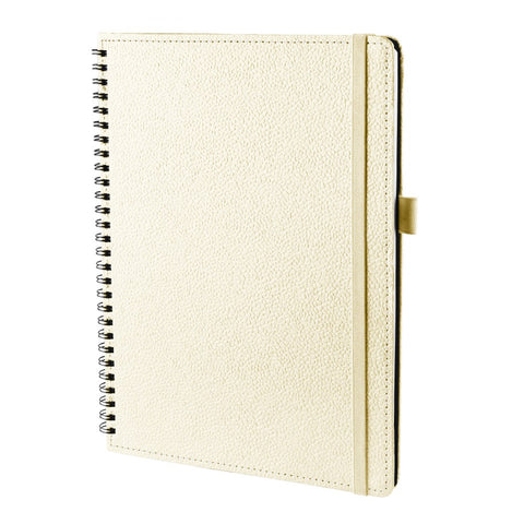 Ecoleatherette A-5 Wiro Spiral Hard Cover Notebook (WHCJA5.Pearl)