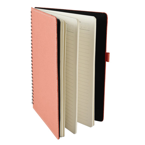 Ecoleatherette B-5 Wiro Spiral Hard Cover Notebook (WHCJB5.S.Coral)