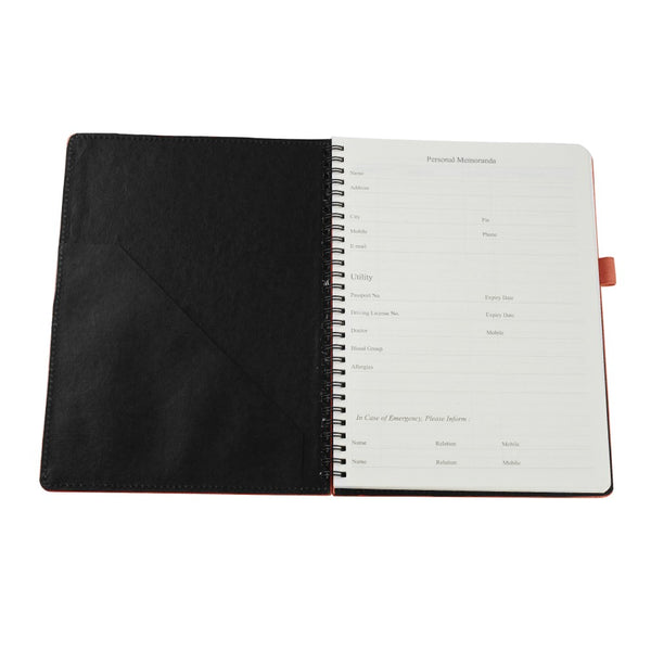 Ecoleatherette B-5 Wiro Spiral Hard Cover Notebook (WHCJB5.S.Coral)